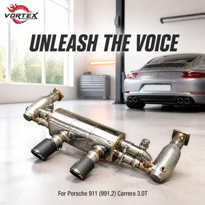 ท่อไอเสียแคทแบ็กสแตนเลส Vortex สำหรับ Porsche 911 991.2 Carrera 3.0T ปี 2015-2018 พร้อมปลายท่อคาร์บอนไฟเบอร์แบบมีวาล์ว - Product Image 5