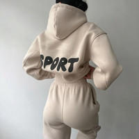 Ensemble sweat à capuche et pantalon de survêtement pour femme, personnalisé avec impression en relief, en molleton de haute qualité, pour fabricants de vêtements