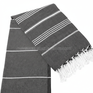 Vente en gros de serviettes de hammam turques élégantes noires écologiques avec coton tissé à la main pour les acheteurs en vrac - Product Image 1