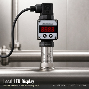Kleiner Drucktransmitter mit 0,1-60Mpa 316L Aluminiumoxid-Keramikmembran, 0,1% Genauigkeit, 24VDC, 4-20mA, 2-Draht/3-Draht, IP65, MT100SP - Product Image 4