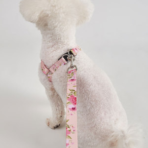 Conjunto de Arnés y Correa para Perro con Estampado Floral, Cierre de Hebilla Ajustable, Talla Pequeña, Estilo Adorable para Perros - Product Image 4