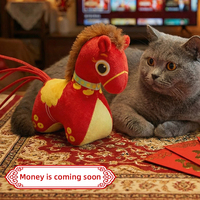 Jouet interactif pour chat en peluche Année du Cheval, résistant aux morsures, pour le nettoyage des dents et apaisant