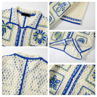 Europa Amerika Vintage Ausgehöhlter Strick-Herrencardigan Outdoor Casual Wasserlöslicher Jacquard-Strick Herren-T-Shirt