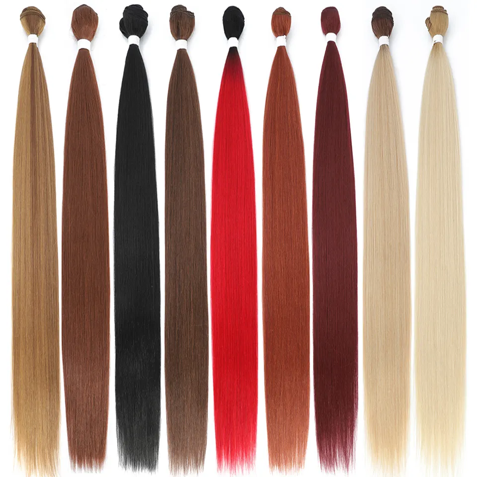 Bone Straight Hair Bundles Salon Natural Hair Extensions Fibers Super Long Synthetic Yaki Straight Hair Weaving Full to End
