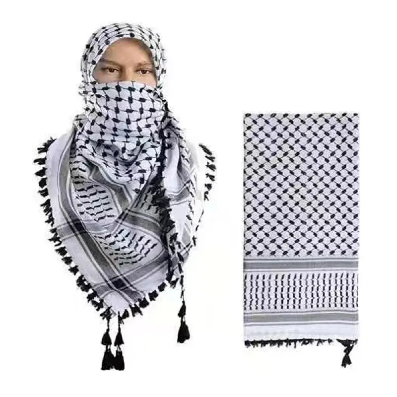 Groothandel 49*49 Inch Yashmagh Shemagh Arabische Mannen Arafat Hoofddoek Keffiyeh Kwast Vierkante Palestijnse Sjaal