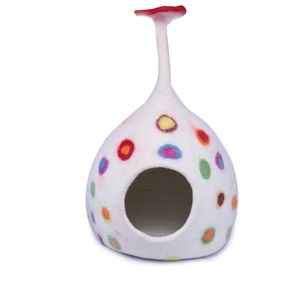 Fait à la main 100% laine naturelle lit pour animaux de compagnie écologique rayé feutre chat grotte chaud intérieur maison cadeau de noël pour chatons petits animaux de compagnie - Product Image 1