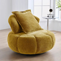 Fauteuil de détente moderne en forme de citrouille, pivotant, rembourré, pour salon, en tissu, pour la maison