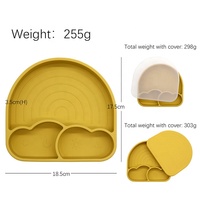 Plaque mignonne en forme de nuage en silicone pour bébé avec couvercle sans BPA de qualité alimentaire, aspiration antidérapante anti-brûlure pour l'alimentation des tout-petits