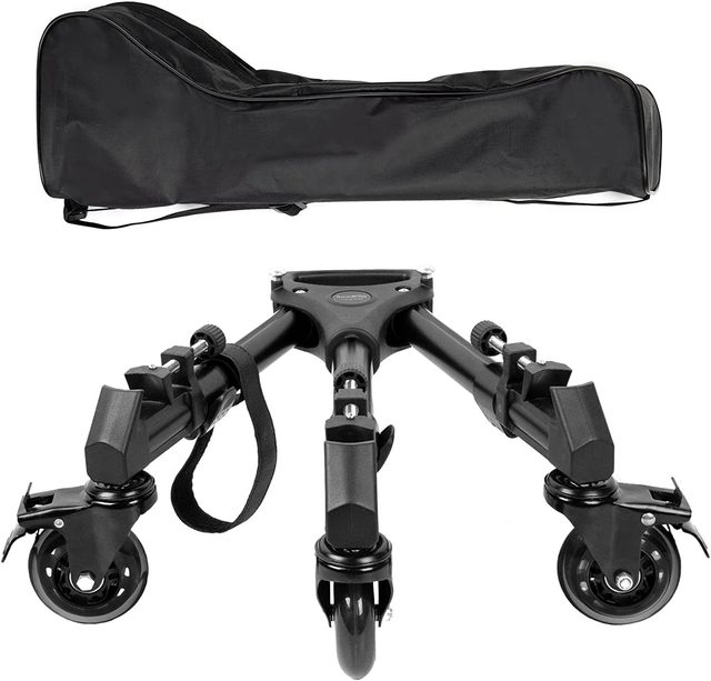 Smallrig Universal Photography Tripod Dolly, Heavy Duty with 3" Rubber Wheels, Adjustable Legs and Carry Bag -3986