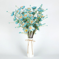 Bouquet de fleurs artificielles en tissu de soie fait main en mousse - Style moderne, couleur longue durée pour salon, table, mariage, fête, maison