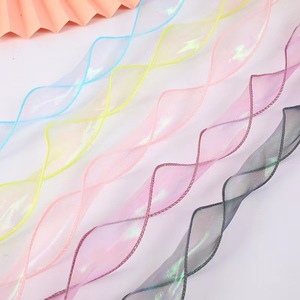 Ruban en tulle ondulé irisé 25 mm pour la décoration de gâteaux, mariage, Saint-Valentin, arrangement floral élégant, polyester réutilisable - Product Image 4