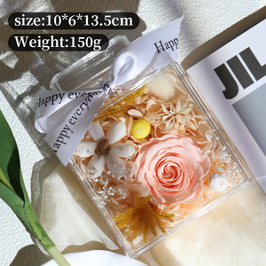 Nouveautés : Boîte de parfum Fleur <span class=keywords><strong>Éternel</strong></span>le, Roses Préservées Immortelles Longue Durée (3-5 ans), Forme Carrée, Saint-Valentin, Pâques - Product Image 4