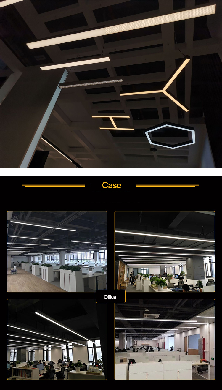 Unique designed 36w anti glare honeycomb suspended surface mount 1.2m aluminum profile led linear light