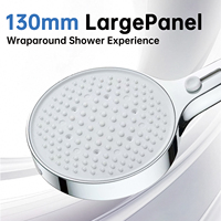 Pommeau de douche ABS à grand panneau de 130mm, pression d'eau réglable, bec en silicone facile à nettoyer, pommeau de douche avec poche