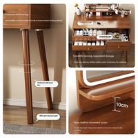 Coiffeuse moderne en bois avec miroir LED, tiroirs de rangement, bureau de maquillage et tabouret pour chambre à coucher