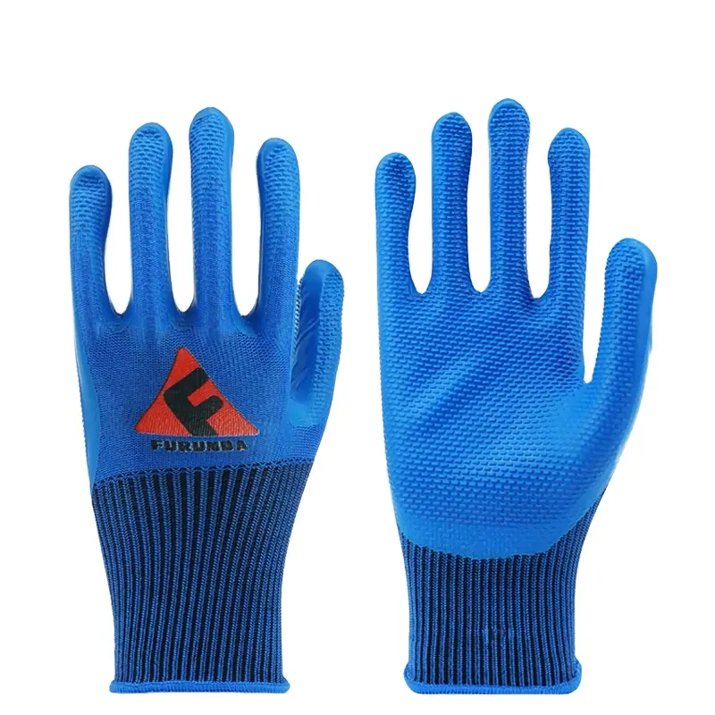 Gants de travail de sécurité en Latex, revêtement antidérapant rouge, tricot en Nylon, caoutchouc hueté, Protection des mains, gants de travail