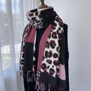 Autumn and Winter New Printed Cashmere <b>Scarf</b> Color Blocked Leopard Pattern Fashionable Warm Tassel <b>Scarves</b> Shawl <b>for</b> <b>Women</b> - Product Image 1