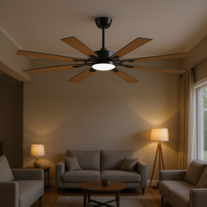 Ventilateur de plafond LED moderne de 72 pouces à 8 pales, moteur DC silencieux, noir, pour intérieur/extérieur, cuisine, salon - Product Image 2