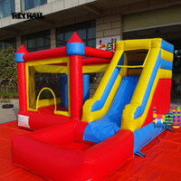 Château gonflable commercial en PVC arc-en-ciel avec toboggan et petite fosse à balles 13x12,5 pieds pour fêtes et événements