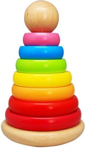 Solid <strong>Wood</strong> Rainbow <strong>Stacker</strong> Leaning Kids Toys Wooden Stacking <strong>Ring</strong> Toys for Toddlers - Product Image 2