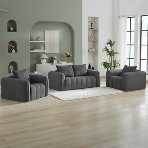 Muebles de Alquiler para Compras en el Extranjero, Alibaba, Fabricación Fina, Sofá de Dos Plazas Tapizado en Terciopelo Gris Cuadrado, Muestra - Product Image 1