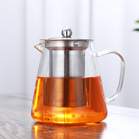 Service à thé classique en verre avec filtre, théière en borosilicate haute résistance, corps droit, bec en acier, résistant à la chaleur, 1L