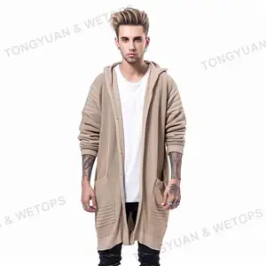 Fabriek Groothandel Custom Mannen Plus Size Lange Hoodies Truien Vintage Losse Vest Gebreide Trui Voor Mannen