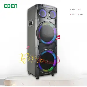 New bt audio sound box dual 10 inch woofer professional active wooden case disco dj karaoke party speaker with led light