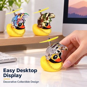 Juguete de Pato de Plástico para Baño, Pato Helicóptero Volador con Casco y Hélice, Juguete Acuático de Dibujos Animados - Product Image 4
