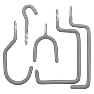 Ensemble de 6 crochets à visser en fer, crochets de rangement muraux pour garage, organisateur gris industriel durable, OEM - Product Image 4