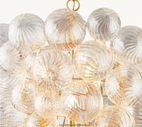 JYLIGHTING Lustre moderne en verre soufflé à la main, motif grappe de raisins, spirale côtelée, ambre, luminaire suspendu pour salle à manger, pour l'hôtel Conrad