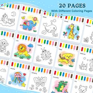 Libros para Colorear con Agua para Niños Pequeños, Tema <span class=keywords><strong>de</strong></span> Animales, Papeles <span class=keywords><strong>de</strong></span> Pintura <span class=keywords><strong>de</strong></span> Acuarela sin Desorden, Kit <span class=keywords><strong>de</strong></span> Pintura <span class=keywords><strong>de</strong></span> Acuarela para Niños <span class=keywords><strong>de</strong></span> 10 Hojas - Product Image 2