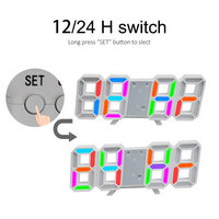 Horloge murale numérique 3D LED EMAF pour la décoration de la maison et de la salle de classe, avec alarme, télécommande, luminosité réglable, pour table ou mur
