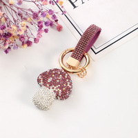 Porte-clés Champignon en Strass, Anneau de Clés en Forme de Champignon Scintillant, Charme de Sac Mignon pour Cadeau Promotionnel