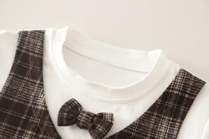 Ensemble de costume à carreaux pour bébés garçons, 3 pièces, Blazer, pantalon, T-Shirt à manches longues avec imprimé nœud papillon, <span class=keywords><strong>tenue</strong></span> formelle - Product Image 6