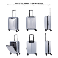 Valise à roulettes rigide en PC à ouverture frontale, cadre en aluminium, design moderne, port de chargement USB, serrure TSA pour les voyages d'affaires