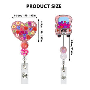 Nuevo Estilo de Portacredenciales Acrílico para <span class=keywords><strong>el</strong></span> Día de San Valentín, Forma de Corazón, Retráctil, con Cuentas, para Enfermeras, con Clips - Product Image 2