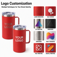 Mug isotherme en acier inoxydable personnalisé Kingze avec logo, 24 oz, gobelet de voyage personnalisé pour les cadeaux promotionnels de Noël et de fêtes