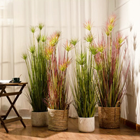 Arrangements floraux artificiels en plastique personnalisés, herbe de roseau, bonsaï, plantes vertes, écologiques, Thanksgiving, Noël