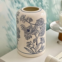 Vase en céramique chinoiserie, vase décoratif floral, décoration vintage pour la maison, centre de table pour salon, salle à manger