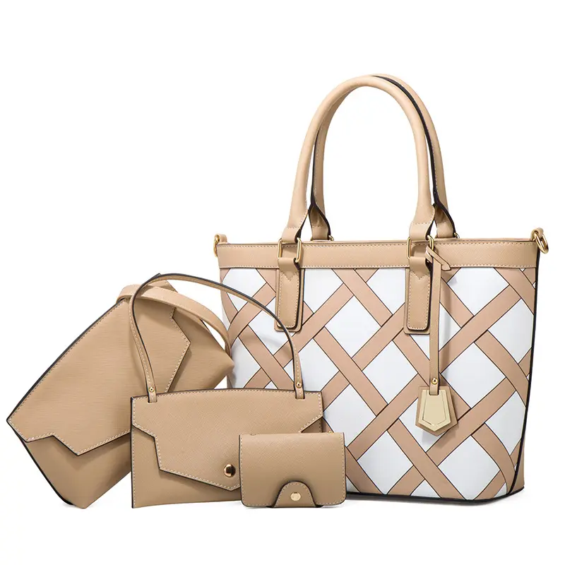 Hot Fashion Boutique High Capacity Plaid Fashion One Shoulder Oblique Span Four Piece Cover Mother Bag ladies handbags