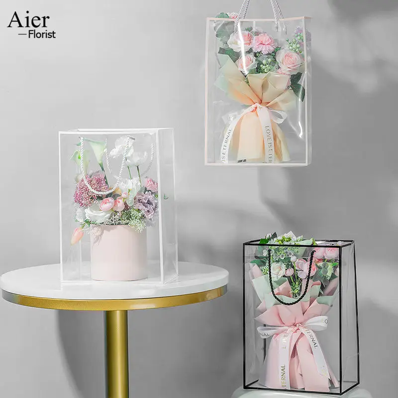 Aierflorist New rõ ràng Túi nhựa trong suốt túi hoa nhựa cho bó hoa bao bì