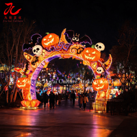 Arche de festival d'Halloween extérieure géante en soie, motif citrouille, crâne, chauve-souris, pour festival de la lumière