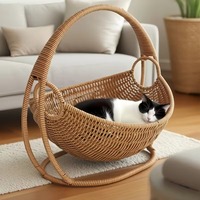 Nid pour chat et chien en rotin PP, berceau respirant, amovible, lavable, panier de rangement universel à suspendre, toutes saisons, motif dessin animé