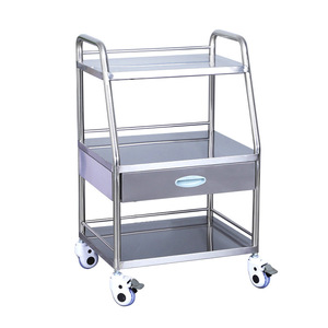 Carrito de Hospital de Tres Niveles en Promoción, Carro de Instrumentos de Acero Inoxidable con Ruedas Silenciosas y Bloqueables, 540x420x860mm - Product Image 2