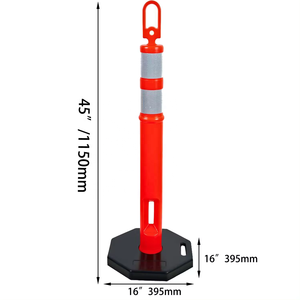 Bolardo de advertencia de tráfico <span class=keywords><strong>T</strong></span>-Top de HDPE de 6,7 KG, barrera de seguridad vial de 115cm, delineador de PE, divisor de Control de multitudes - Product Image 2