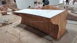 Mostrador <span class=keywords><strong>de</strong></span> Recepción <span class=keywords><strong>de</strong></span> Madera Personalizado para Boutique, Espacio <span class=keywords><strong>de</strong></span> <span class=keywords><strong>Trabajo</strong></span>, Vestíbulo, Resort, Spa, Área <span class=keywords><strong>de</strong></span> Recepción - Product Image 5