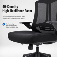 Chaise de bureau ergonomique moderne à dossier haut en maille avec appui-tête, accoudoirs rabattables, soutien lombaire réglable et pivotante