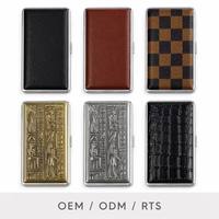 Étui à cigarettes fin en plastique et métal 20 cigarettes 112 mm avec bouton-poussoir 9 styles Portable Léger Anti-humidité Résistant à la pression
