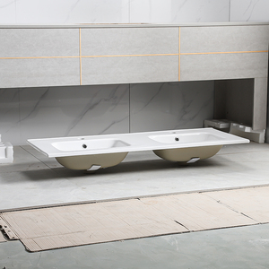 Lavabos pour les mains, meuble de salle de bain, double vasque, bord fin, céramique, vasque de meuble - Product Image 2